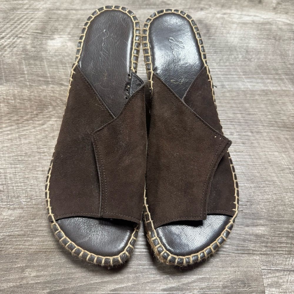 Brown Espadrilles Wedges Open Toe Size 39